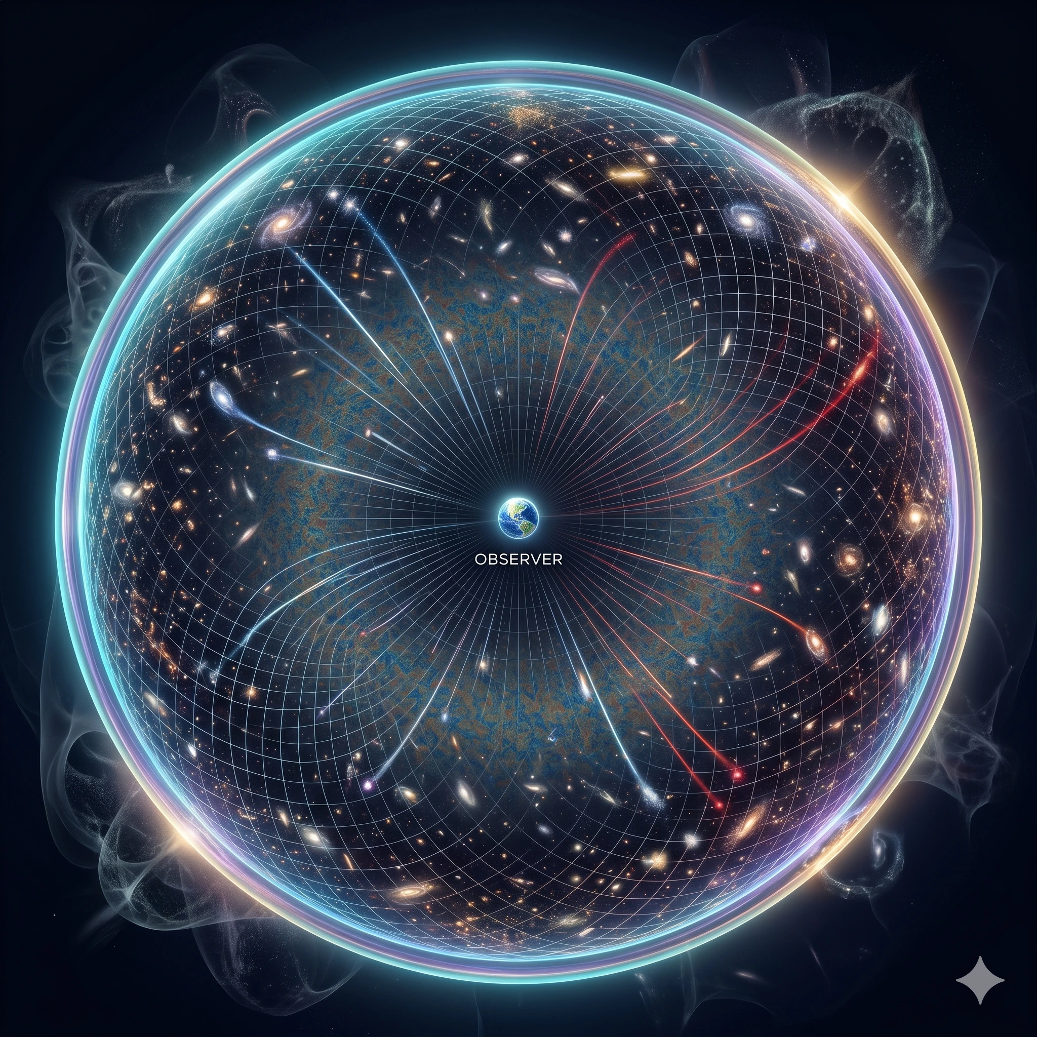 edge of the observable universe showing cosmic horizon galaxies and ancient light