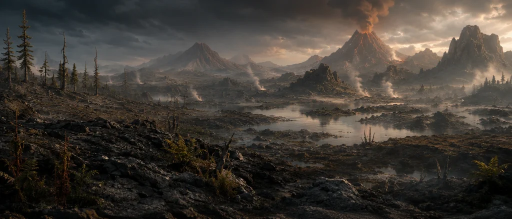 Age of dinosaurs Triassic landscape illustration for Mindivr article